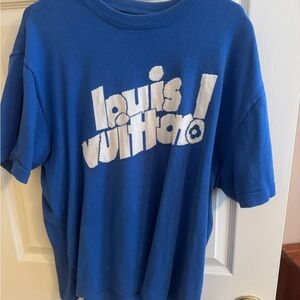 Louis Vuitton Blue Kids Tee with White Logo